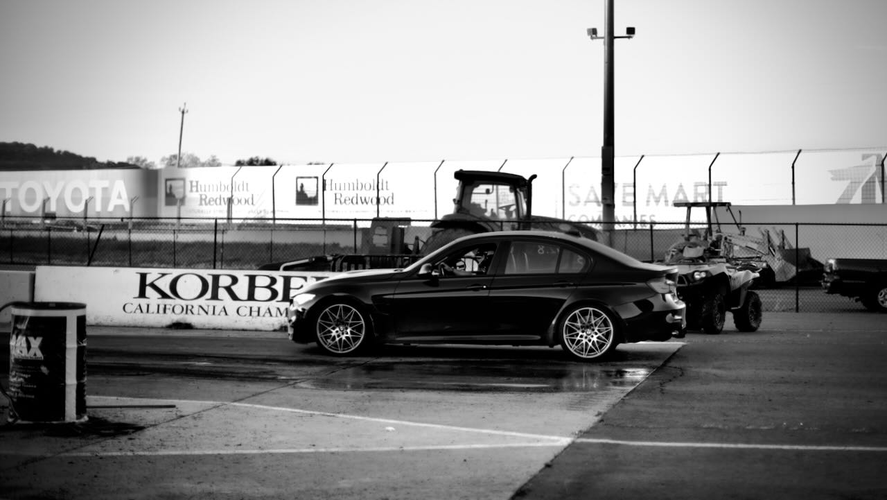 A F80 M3 Drag Racing lining up to start drag racing